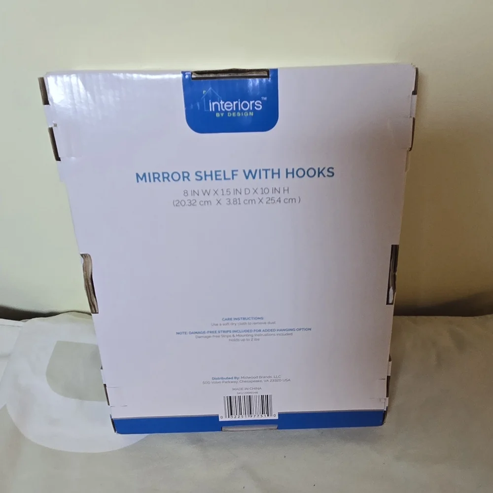 Black Wall Mirror with 3 Hooks